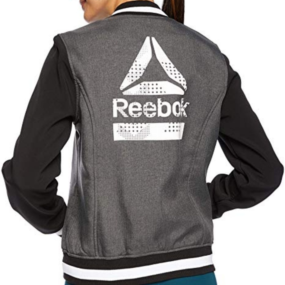 Reebok Logo Gray Softshell Bomber Jacket